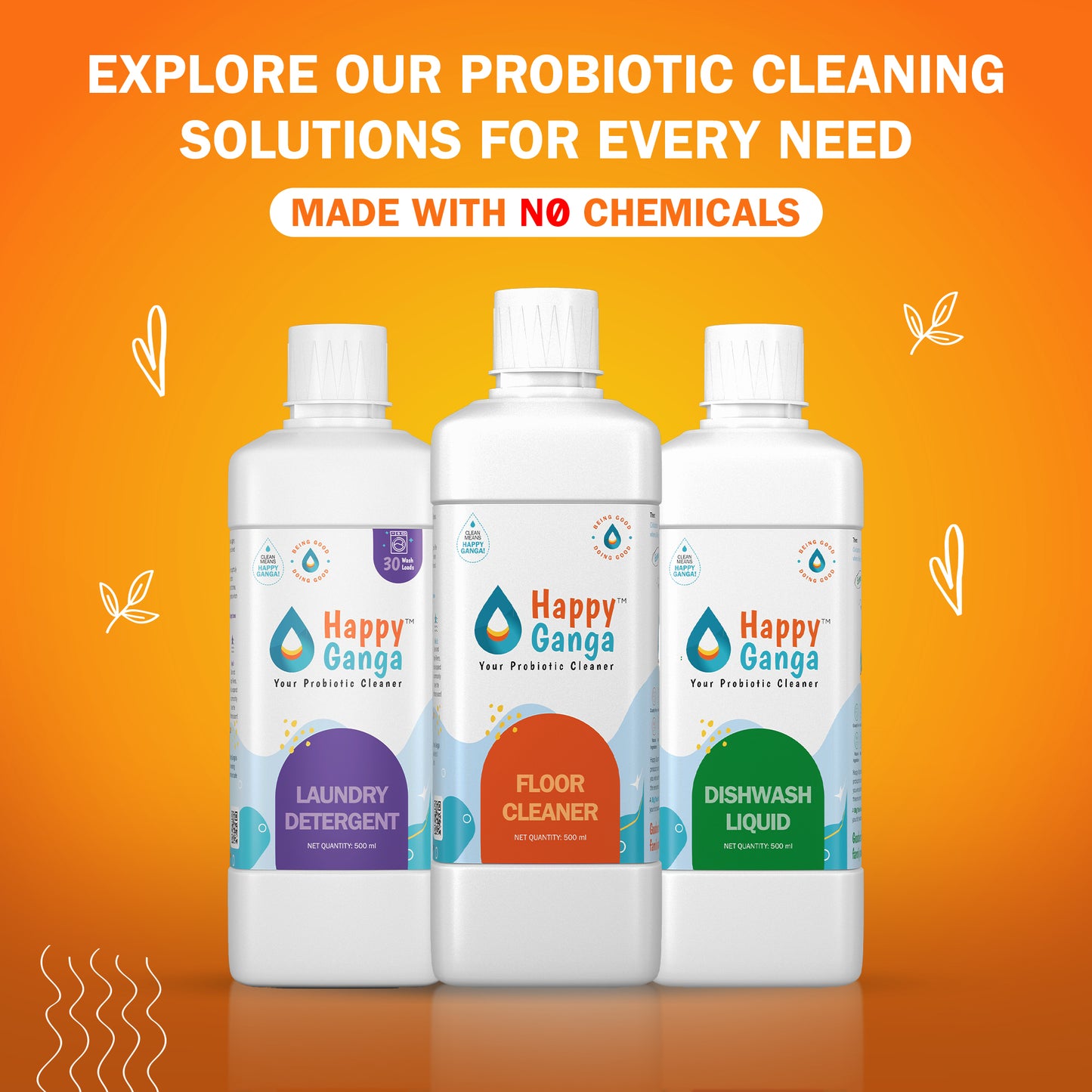 500 ML - Happy Ganga Floor Cleaner - 50 Mop Cycles