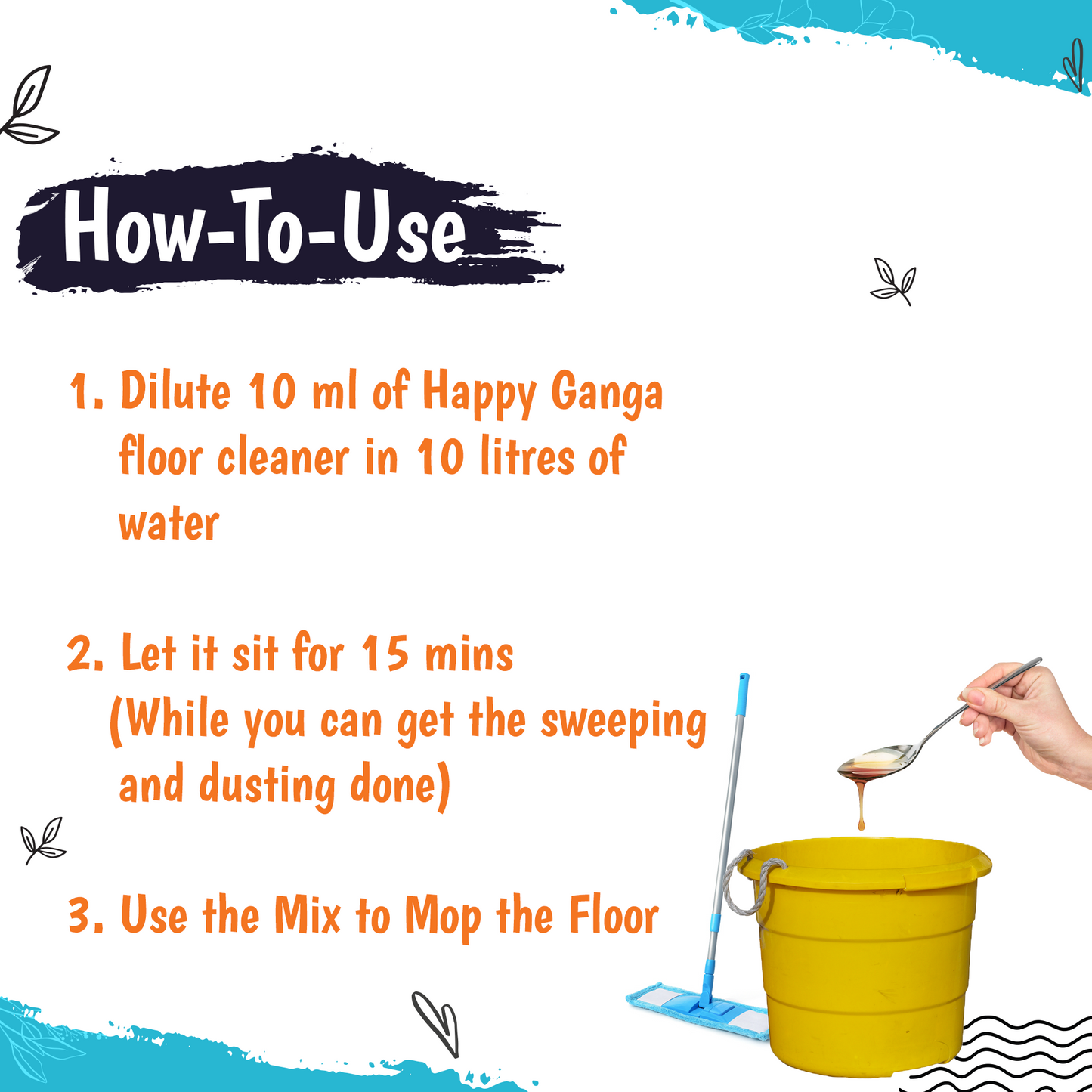 500 ML - Happy Ganga Floor Cleaner - 50 Mop Cycles